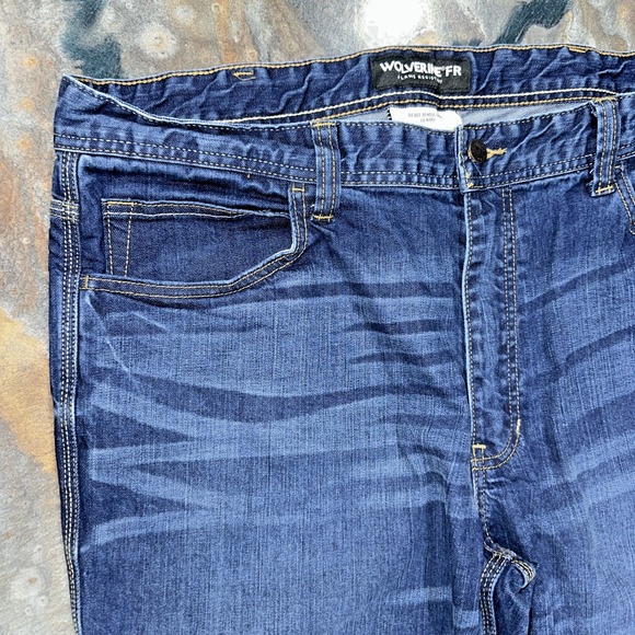 Wolverine Men Fire Resistant Stretch Denim Pants 38/30 - Picture 2 of 16